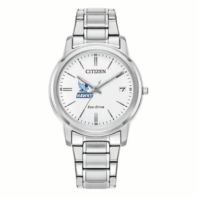 RWU Hawks Citizen Watch Women's Eco-Drive White Dial Stainless Steel Watch - Silver