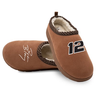 Ryan Blaney ISlide Unisex Number & Signature Mission Slippers - Brown