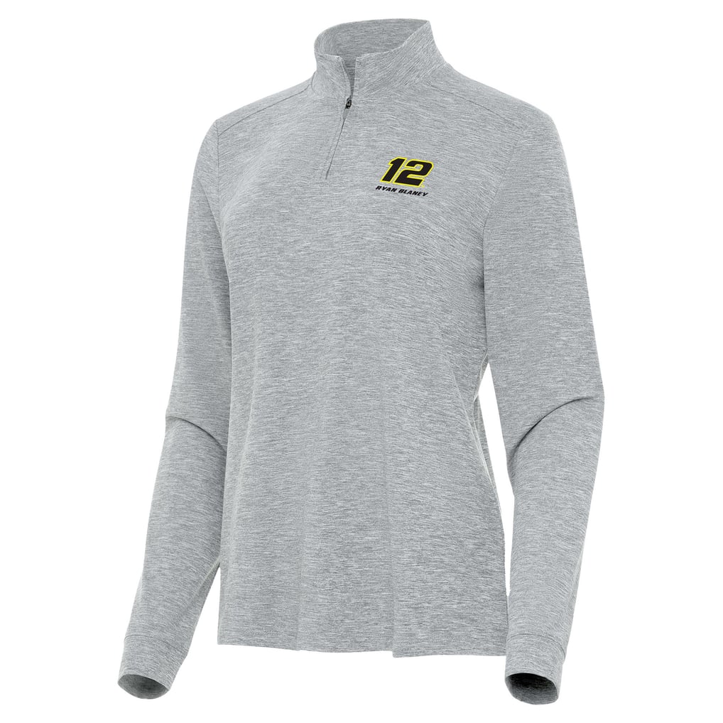  Ryan Blaney Antigua Women's Mentor Quarter-Zip Jacket - Heather Gray