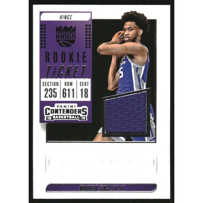 2018-19 Panini Contenders Rookie Ticket Swatches #19 Marvin Bagley III
