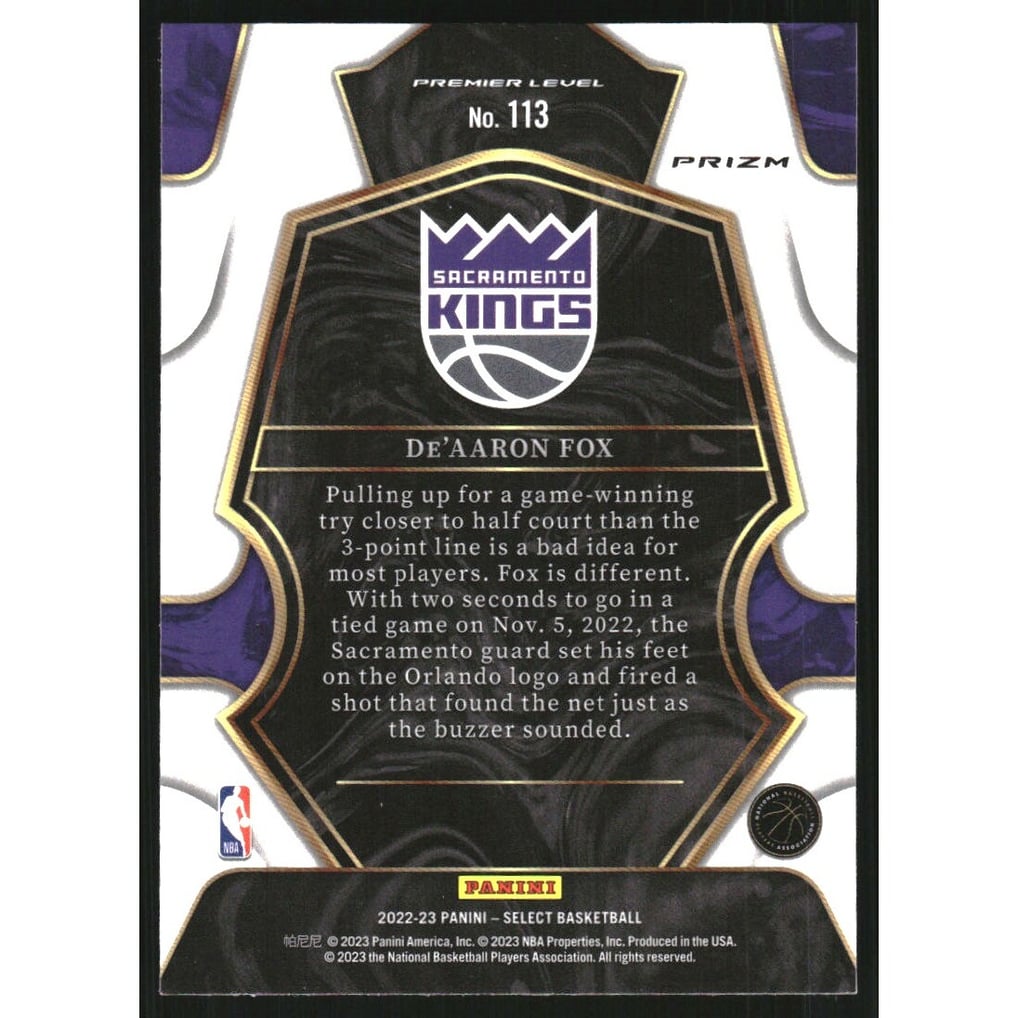 2022-23 Select Prizms Scope #113 De'Aaron Fox