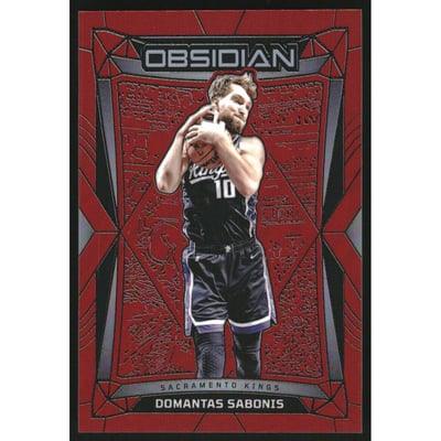 2023-24 Panini Obsidian Electric Etch Red Flood #46 Domantas Sabonis