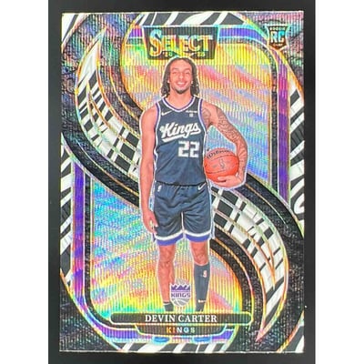 2024-25 Panini Select Premier Zebra Prizm #174 Devin Carter RC