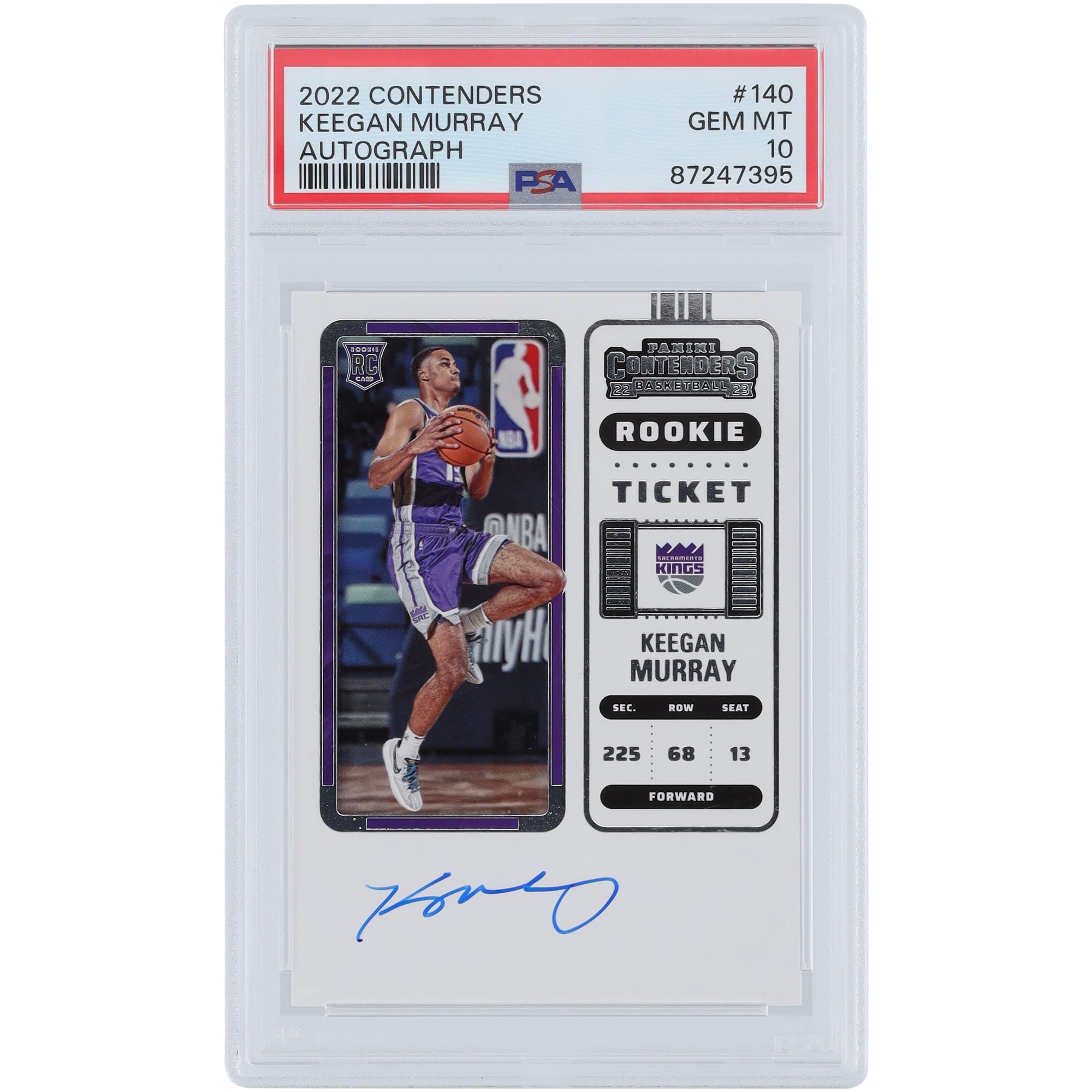 Keegan Murray Sacramento Kings Autographed 2022-23 Panini 