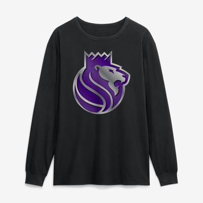 Sacramento Kings  Metallic Mascot Long Sleeve T-Shirt - Black
