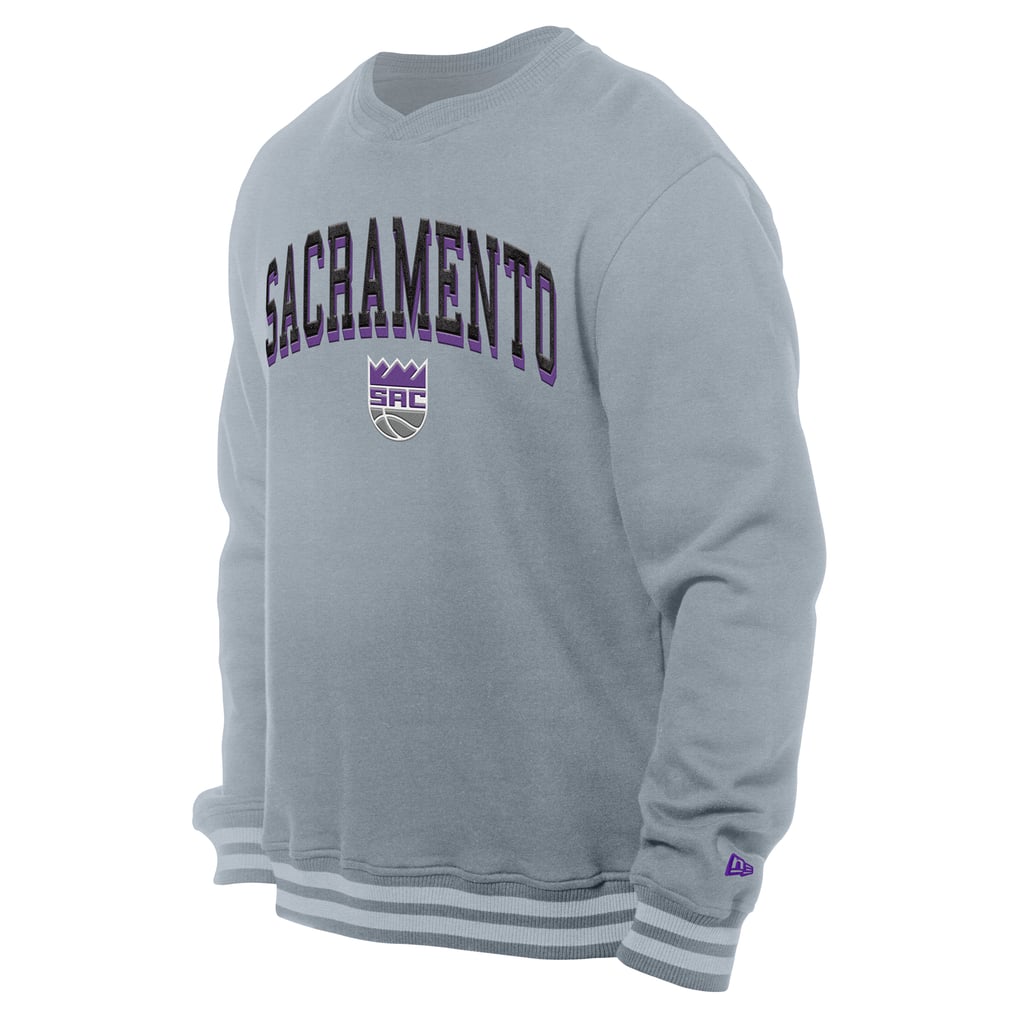 Sacramento Kings New Era Chenille Cross Over Pullover Sweatshirt - Gray
