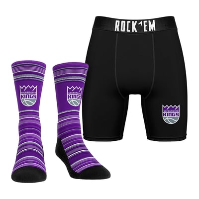 Sacramento Kings Rock Em Primary Crew Socks & Boxer Briefs Combo Pack