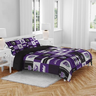 Sacramento Kings Pegasus Patchwork Plaid Three-Piece Full/Queen Bed in a Bag Set