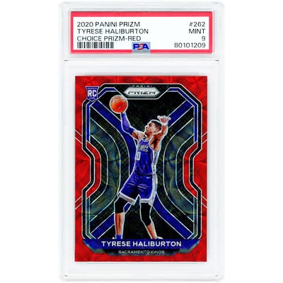 Tyrese Haliburton Sacramento Kings 2020-21 Panini Prizm Red Choice Prizm #262 #20/88 PSA Authenticated 9 Rookie Card