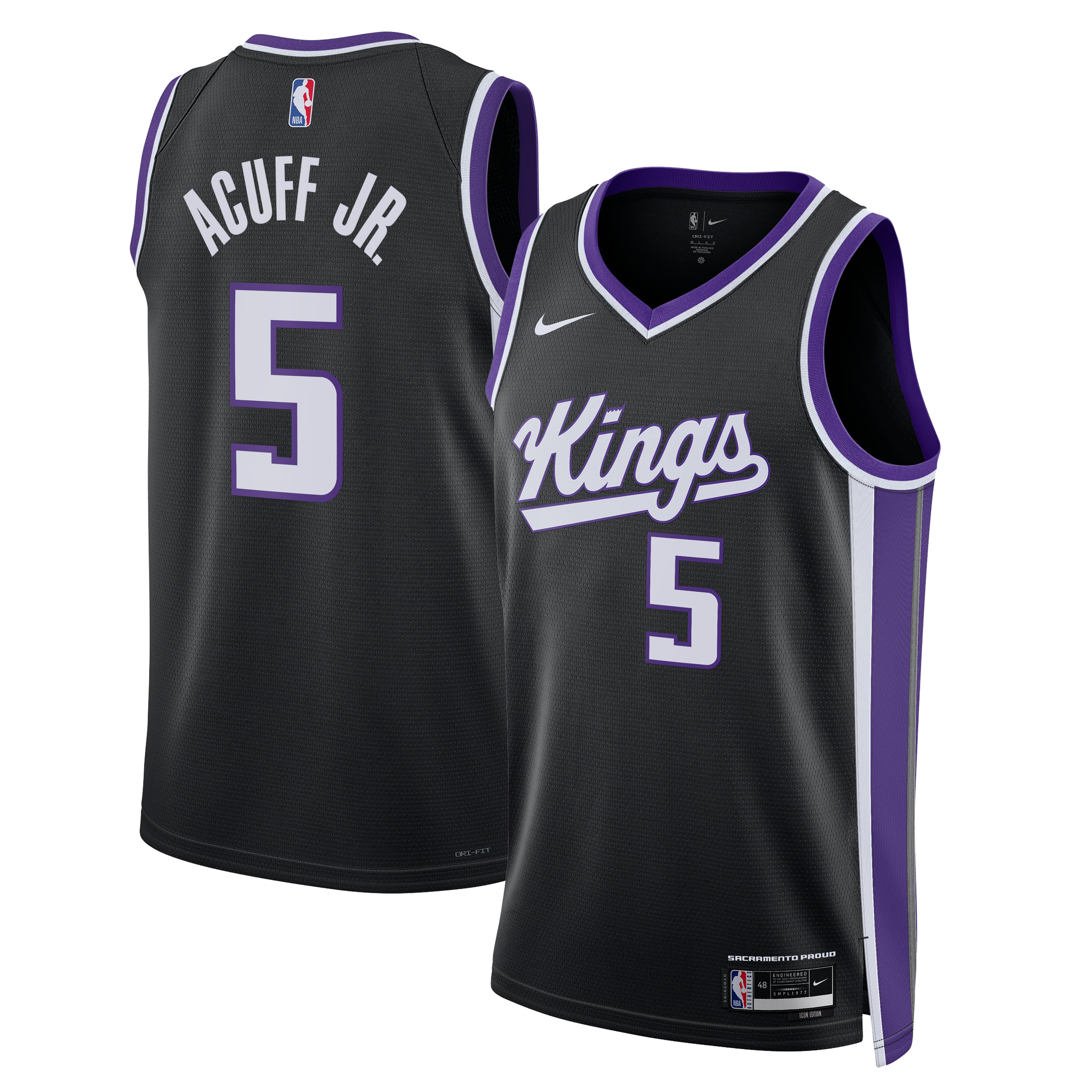 Darius Acuff Jr. Sacramento Kings Youth Swingman Jersey Black Icon Edition