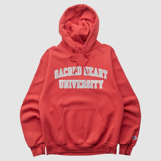 Sacred Heart Pioneers Champion 2000s Hooded Pullover Sweatshirt - Red - S by Fanatics Real Vintage