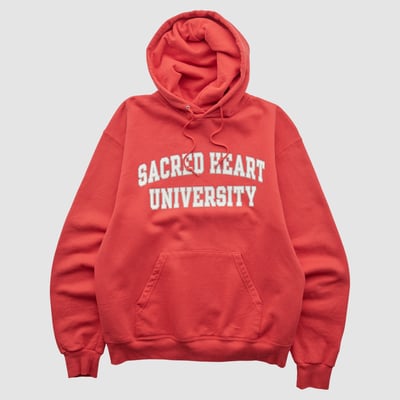 Sacred Heart Pioneers Champion 2000s Hooded Pullover Sweatshirt - Red - S by Fanatics Real Vintage