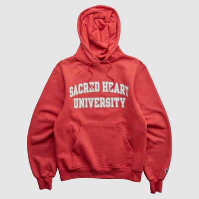 Sacred Heart Pioneers Champion 2000s Hooded Pullover Sweatshirt - Red - XS by Fanatics Real Vintage