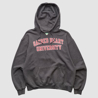 Sacred Heart Pioneers Champion 2010s Hooded Pullover Sweatshirt - Charcoal - M by Fanatics Real Vintage