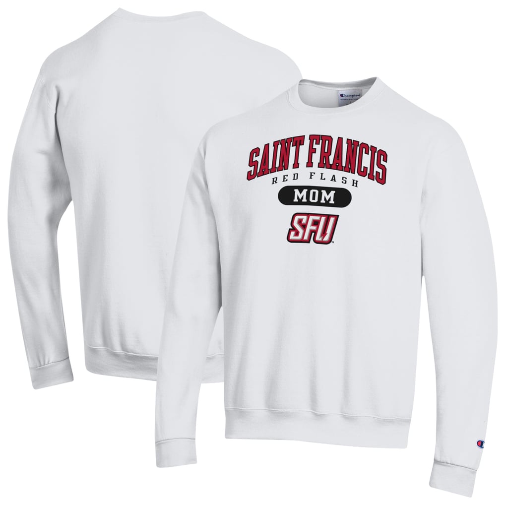 Saint Francis Red Flash Champion Women's Eco Powerblend Mom Pill Box Sweatshirt - White