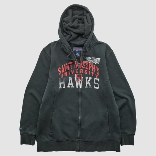 Saint Joseph's Hawks Jansport 2000s Hooded Full Zip Sweatshirt - Black - XS by Fanatics Real Vintage