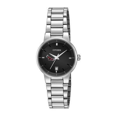 Saint Joseph's Hawks Citizen Watch Women's Black Dial Stainless Steel Watch - Silver