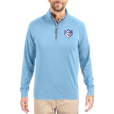  Saint Louis Billikens Cutter & Buck Soft Knit Stretch Raglan Quarter-Zip Pullover - Light Blue