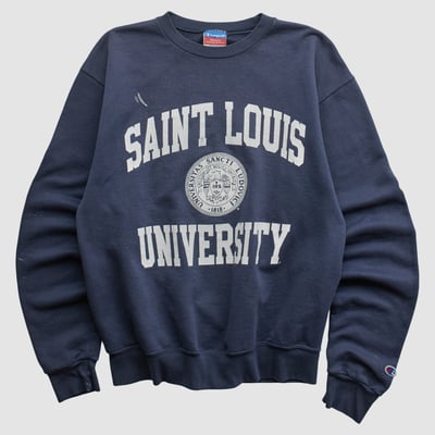 Saint Louis Billikens Champion 2000s Pullover Sweatshirt - Navy - XS by Fanatics Real Vintage