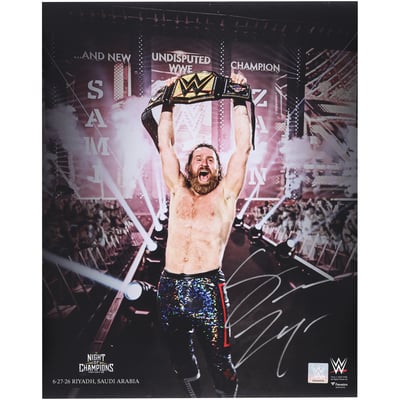 Sami Zayn WWE Autographed Fanatics Authentic 16" x 20" Raising Undisputed Title Photograph