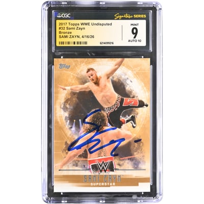 Sami Zayn WWE Autographed 2017 Topps Undisputed Bronze #32 #/99 CGC Fanatics Witnessed Authenticated 9/10 Card