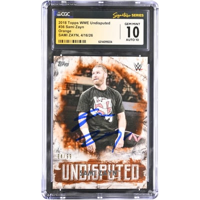 Sami Zayn WWE Autographed 2018 Topps Undisputed Orange #36 #/99 CGC Fanatics Witnessed Authenticated 10/10 Card