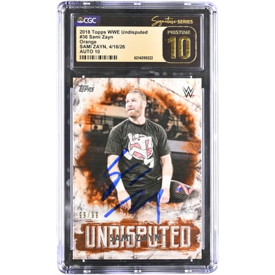Sami Zayn WWE Autographed 2018 Topps Undisputed Orange #36 #/99 CGC Fanatics Witnessed Authenticated PRISTINE 10/10 Card