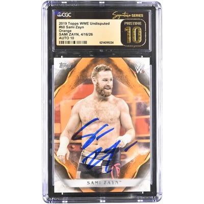 Sami Zayn WWE Autographed 2019 Topps Undisputed Orange #60 #/99 CGC Fanatics Witnessed Authenticated PRISTINE 10/10 Card