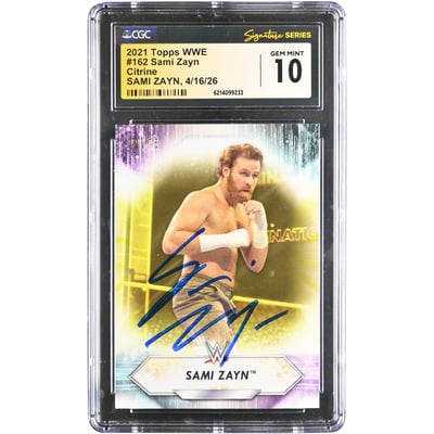 Sami Zayn WWE Autographed 2021 Topps Citrine #162 #/75 CGC Fanatics Witnessed Authenticated GEM MINT 10 Card