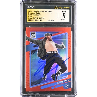 Sami Zayn WWE Autographed 2022 Panini Chronicles Donruss Optic Red #356 #/199 CGC Fanatics Witnessed Authenticated 9/10 Card