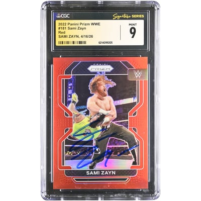 Sami Zayn WWE Autographed 2022 Panini Prizm Red #181 #/299 CGC Fanatics Witnessed Authenticated MINT 9 Card