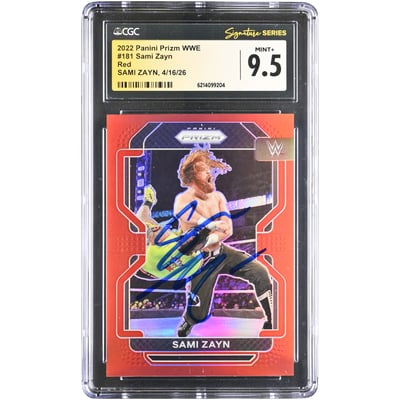 Sami Zayn WWE Autographed 2022 Panini Prizm Red #181 #/299 CGC Fanatics Witnessed Authenticated MINT+ 9.5 Card