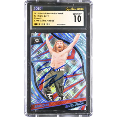 Sami Zayn WWE Autographed 2022 Panini Revolution Cosmic #34 #/149 CGC Fanatics Witnessed Authenticated GEM MINT 10 Card