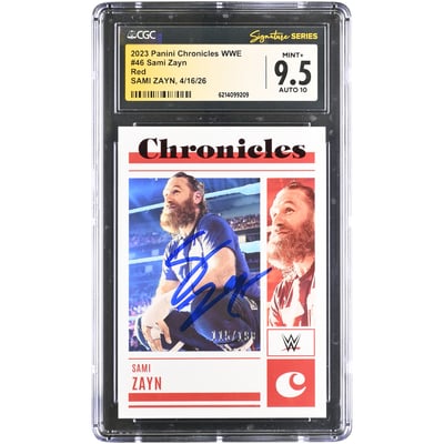 Sami Zayn WWE Autographed 2023 Panini Chronicles Red #46 #/199 CGC Fanatics Witnessed Authenticated 9.5/10 Card