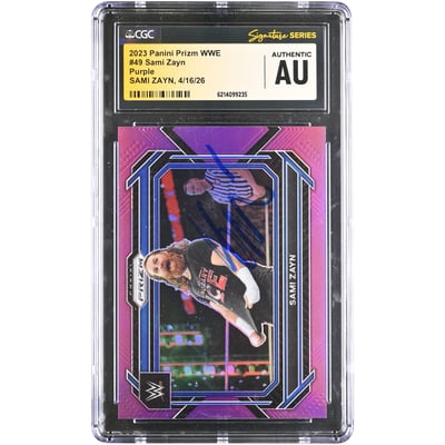 Sami Zayn WWE Autographed 2023 Panini Prizm Purple #49 #/149 CGC Fanatics Witnessed Authenticated Card
