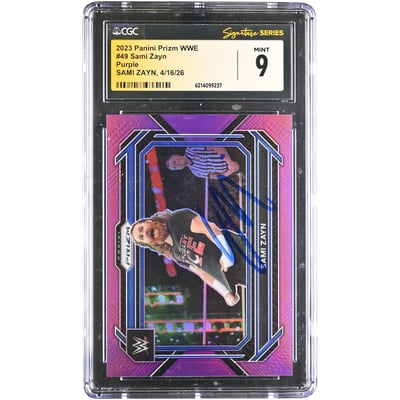 Sami Zayn WWE Autographed 2023 Panini Prizm Purple #49 #/149 CGC Fanatics Witnessed Authenticated MINT 9 Card