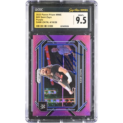 Sami Zayn WWE Autographed 2023 Panini Prizm Purple #49 #/149 CGC Fanatics Witnessed Authenticated MINT+ 9.5 Card
