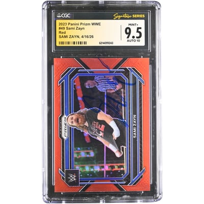 Sami Zayn WWE Autographed 2023 Panini Prizm Red #49 #/299 CGC Fanatics Witnessed Authenticated 9.5/10 Card