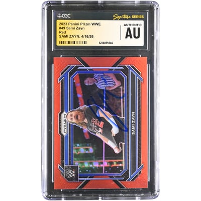 Sami Zayn WWE Autographed 2023 Panini Prizm Red #49 #/299 CGC Fanatics Witnessed Authenticated Card