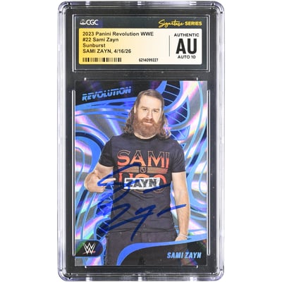 Sami Zayn WWE Autographed 2023 Panini Revolution Sunburst #22 #/99 CGC Fanatics Witnessed Authenticated AUTO 10 Card