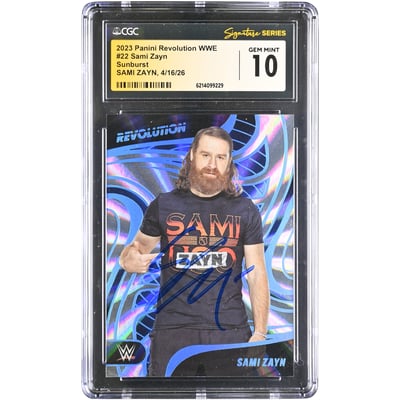 Sami Zayn WWE Autographed 2023 Panini Revolution Sunburst #22 #/99 CGC Fanatics Witnessed Authenticated GEM MINT 10 Card