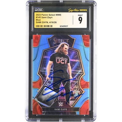 Sami Zayn WWE Autographed 2023 Panini Select Blue #145 #/199 CGC Fanatics Witnessed Authenticated MINT 9 Card