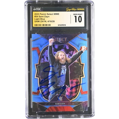 Sami Zayn WWE Autographed 2023 Panini Select Light Blue #54 #/249 CGC Fanatics Witnessed Authenticated GEM MINT 10 Card