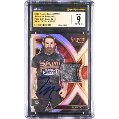 Sami Zayn WWE Autographed 2023 Panini Select Selective Swatches #SW-SZN CGC Fanatics Witnessed Authenticated 9/10 Card