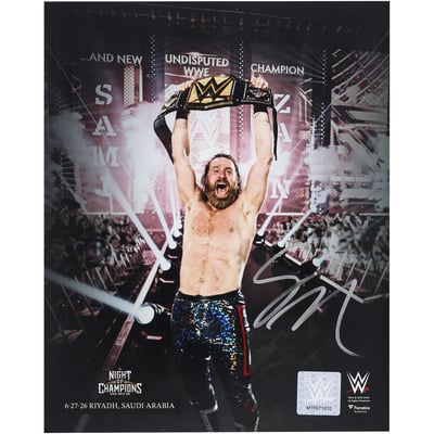 Sami Zayn WWE Autographed Fanatics Authentic 8" x 10" Raising Undisputed Title Photograph