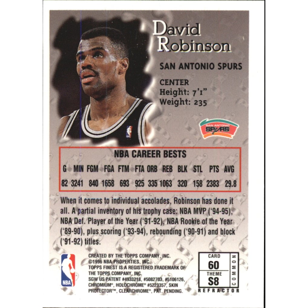 1996-97 Finest Refractors #60 David Robinson B