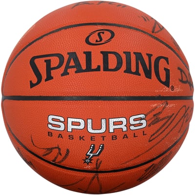 2017-18 San Antonio Spurs Team Signed Spalding Spurs Logo Basketball