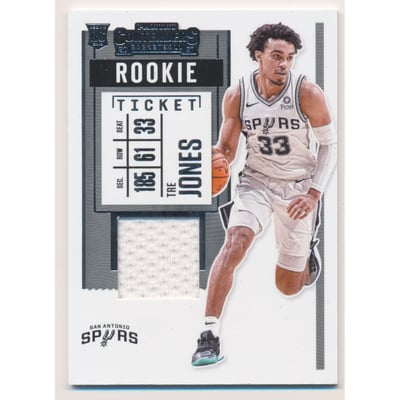 2020-21 Panini Contenders Rookie Ticket Swatches #14 Tre Jones