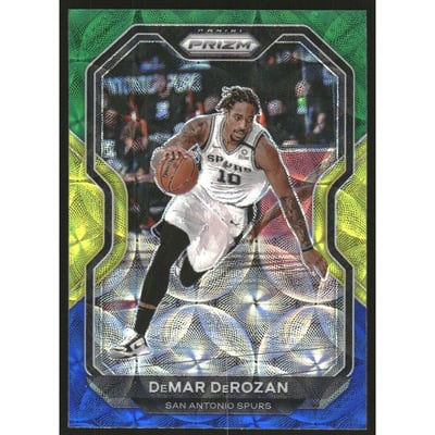 2020-21 Panini Prizm Prizms Choice Blue Yellow and Green #210 DeMar DeRozan