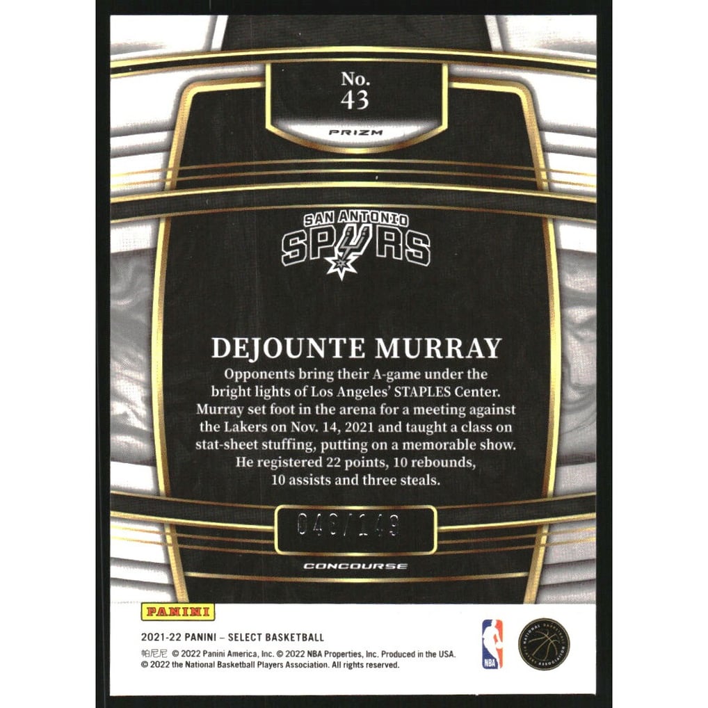 2021-22 Select Prizms White #43 Dejounte Murray